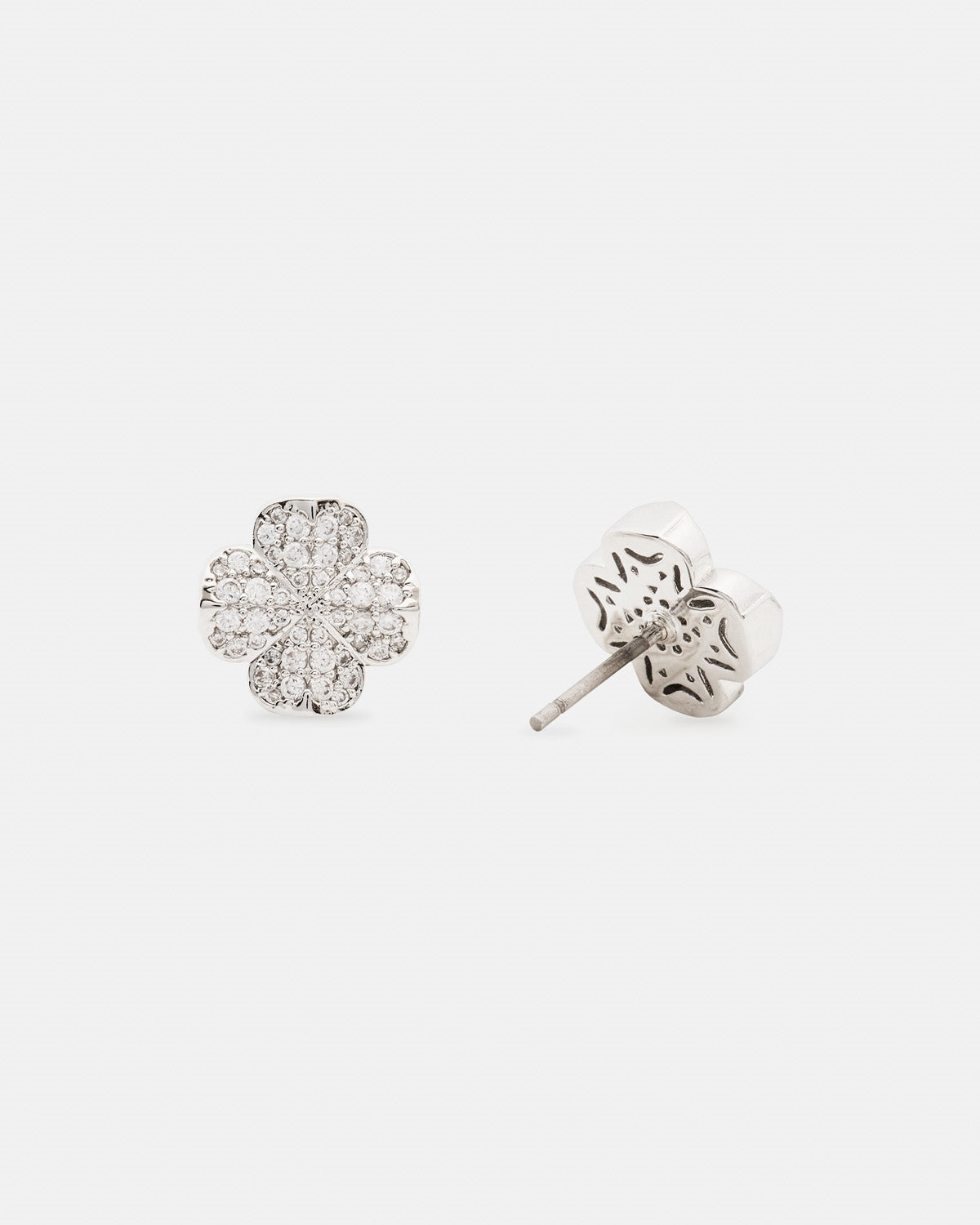 Kate Spade New York Silver Spade Flower Pavé Studs