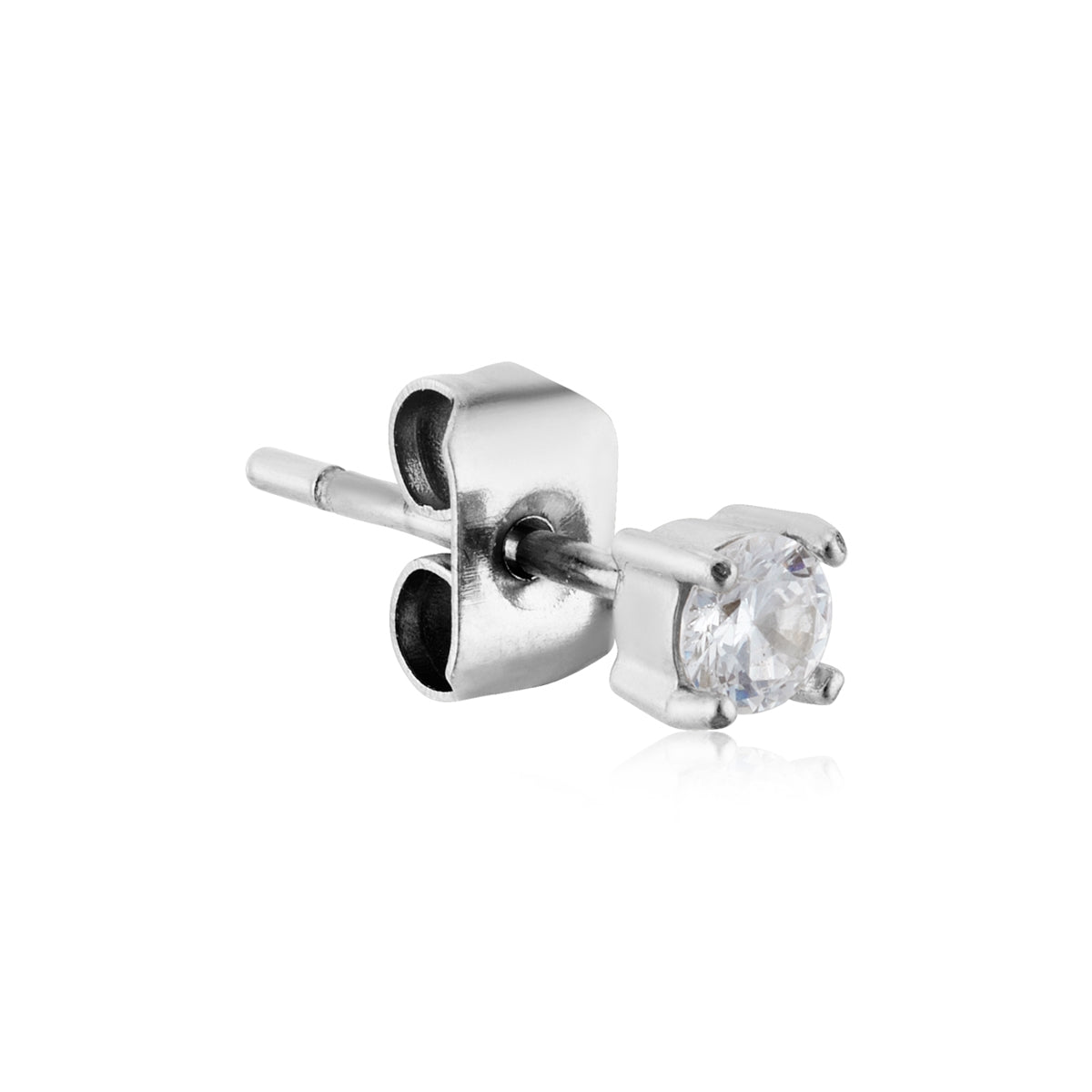 Over & Over Silver Stainless Steel CZ Drop Hoop & Stud Set