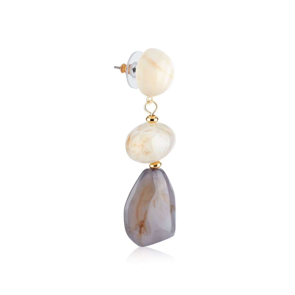 August Woods Gold Neutral 3 Drop Resin Earrings