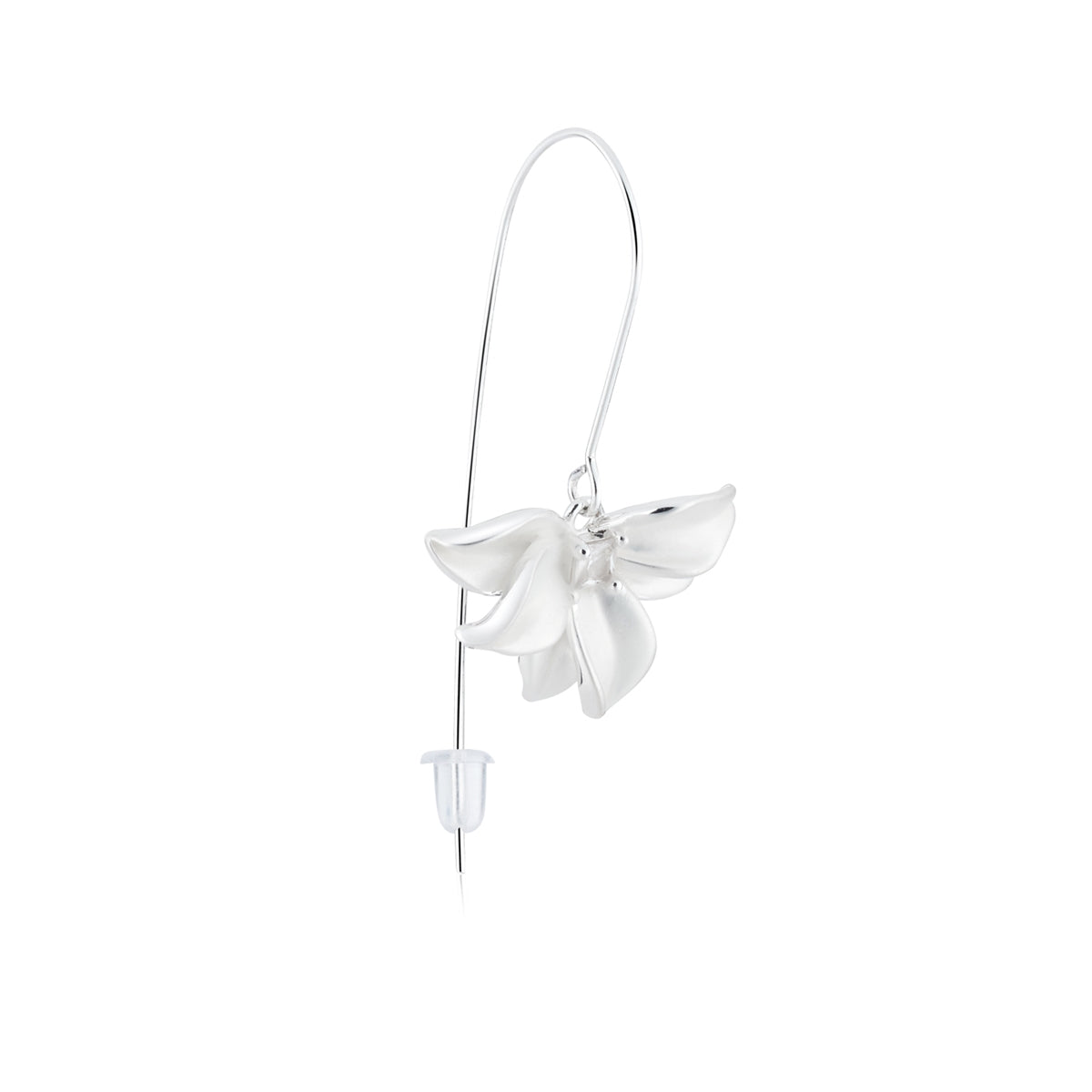 August Woods Silver CZ Floral Hook Drop Earrings