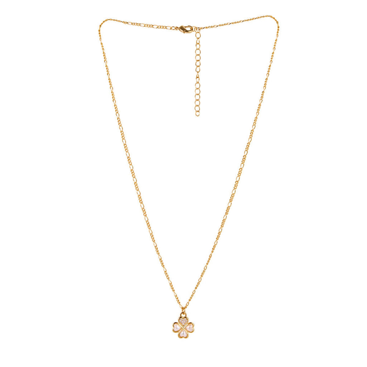 August Woods Gold Clover Pearl Curb Necklace