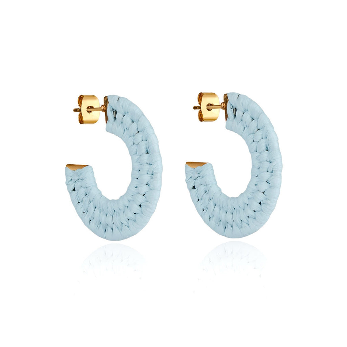 August Woods Light Blue Woven Hoop Earrings