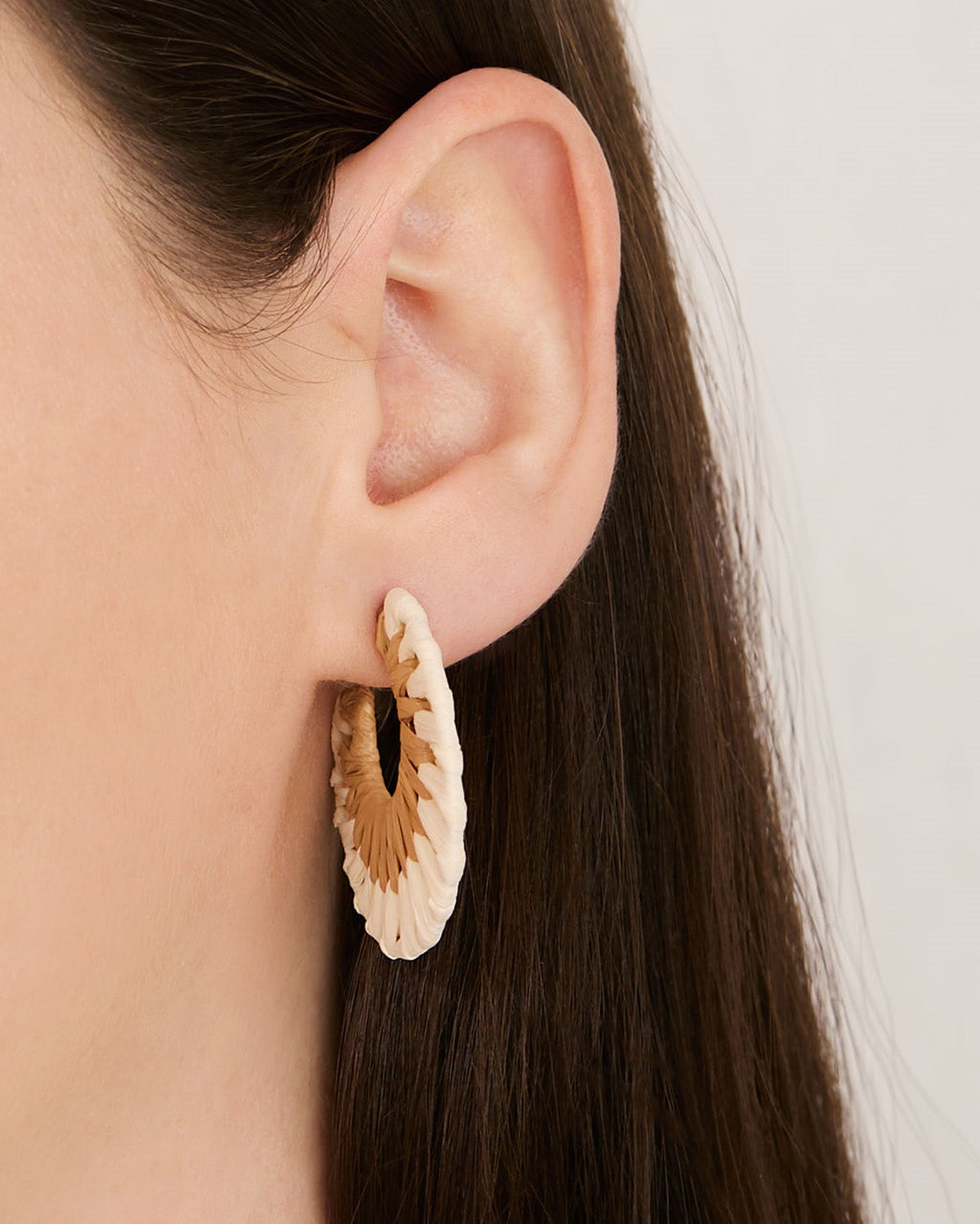 August Woods Tan & White Woven Hoop Earrings
