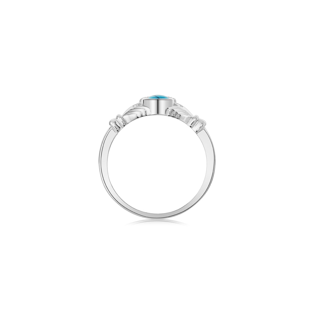 Argento Silver December Turquoise Claddagh Ring