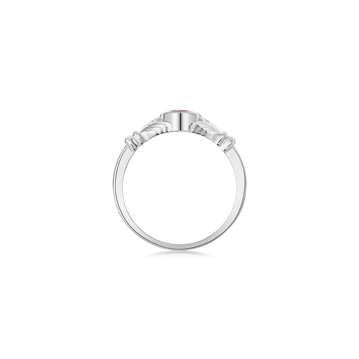 Argento Silver June Pink Alexandrite Birthstone Claddagh Ring