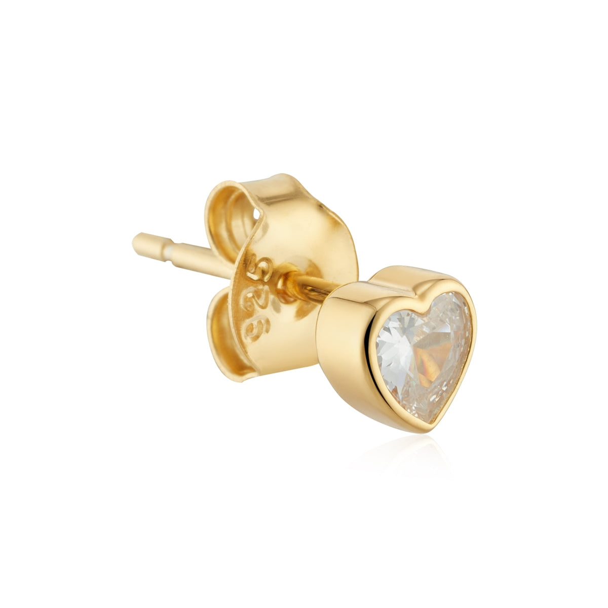 Argento Gold CZ Petite Heart Stud Earrings