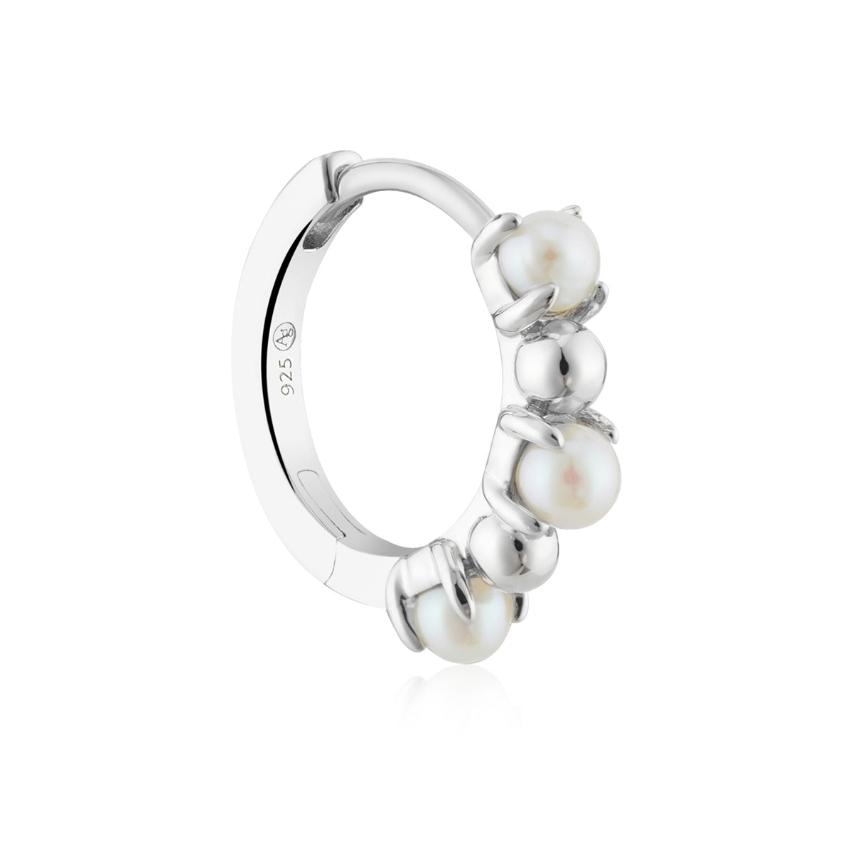 Argento Silver 13mm Pearl Bead Hoops