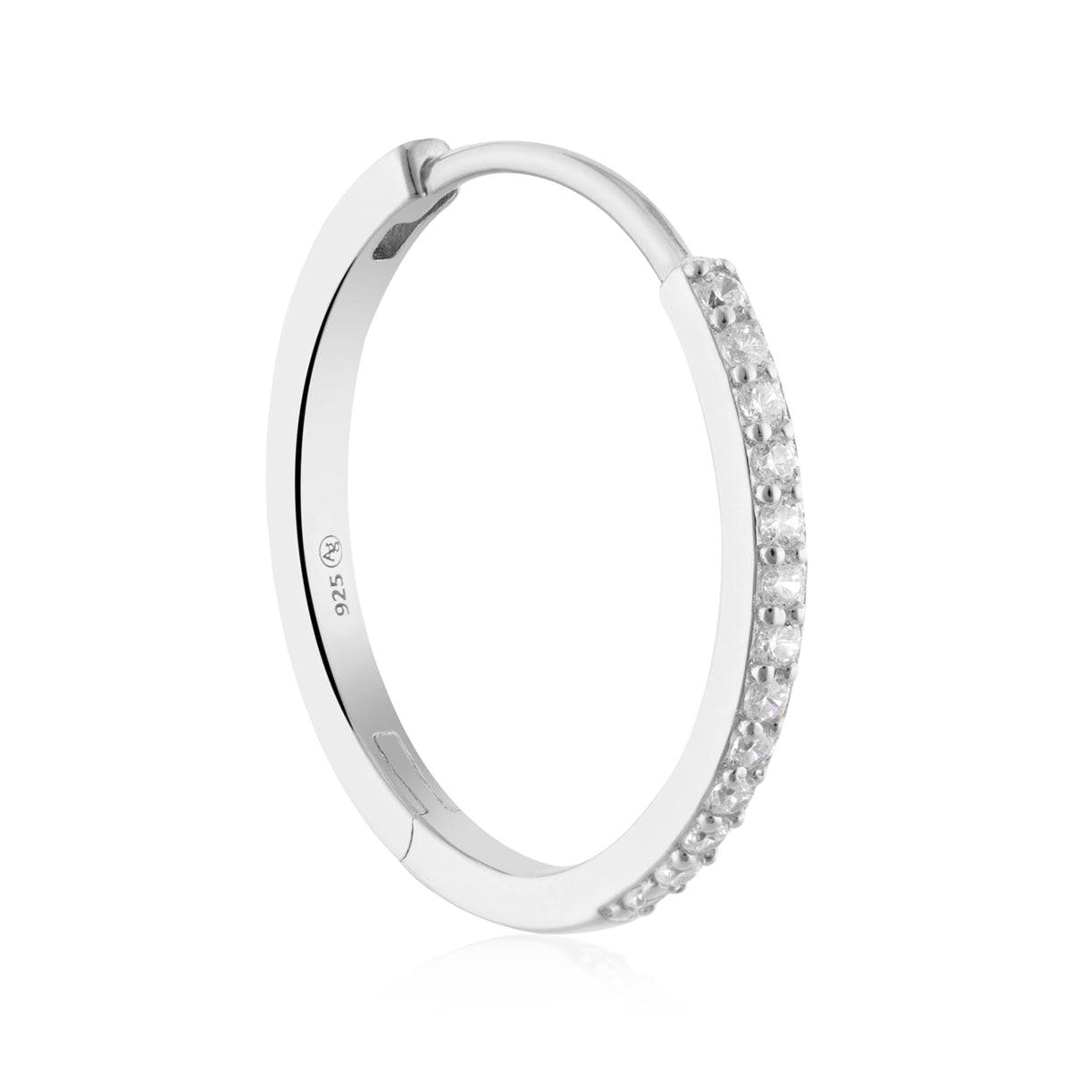 Argento Silver CZ 20mm Hoop Earrings