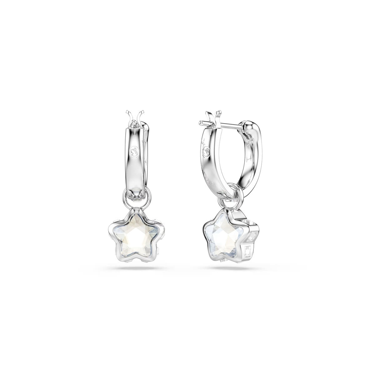 Swarovski Chroma Silver Mixed Cuts Star White Drop Earrings