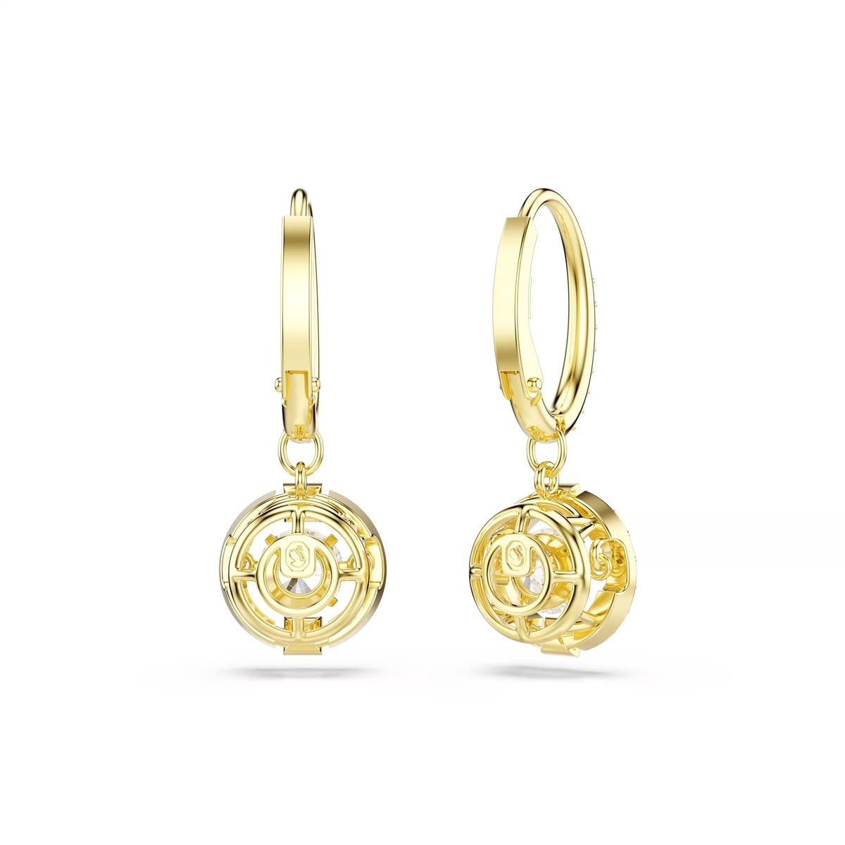 Swarovski Una Angelic Gold Round Cut White Drop Earrings