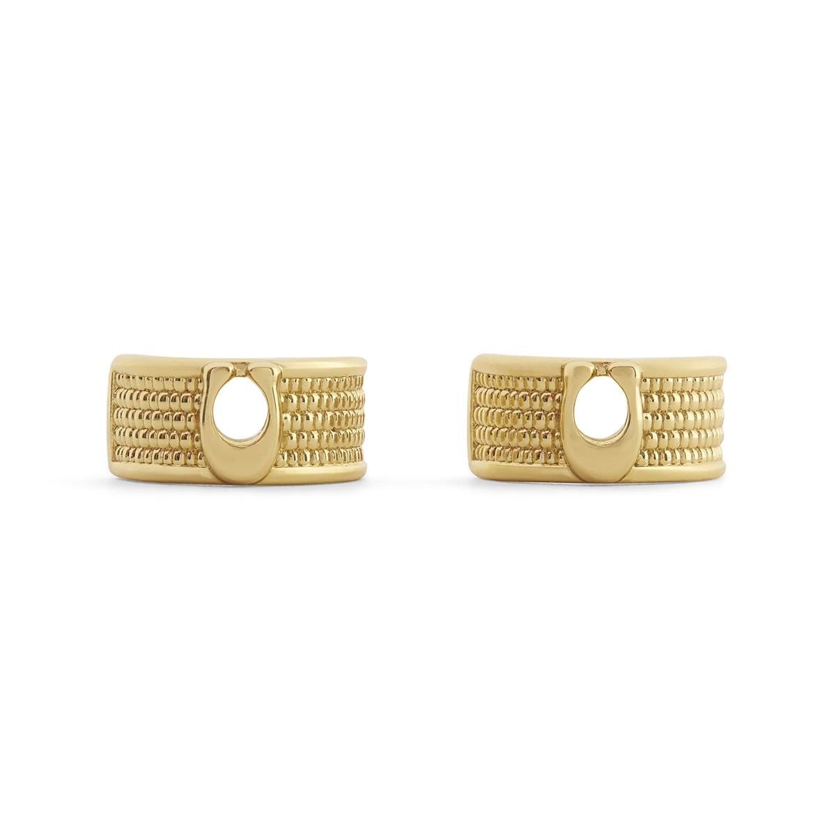 Coach Gold Signature C Textured Huggie Earrings