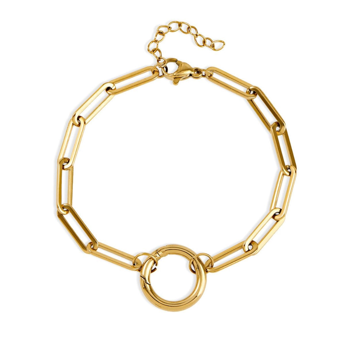 Over & Over Gold 14k Stainless Steel Ring Clasp Charm Bracelet