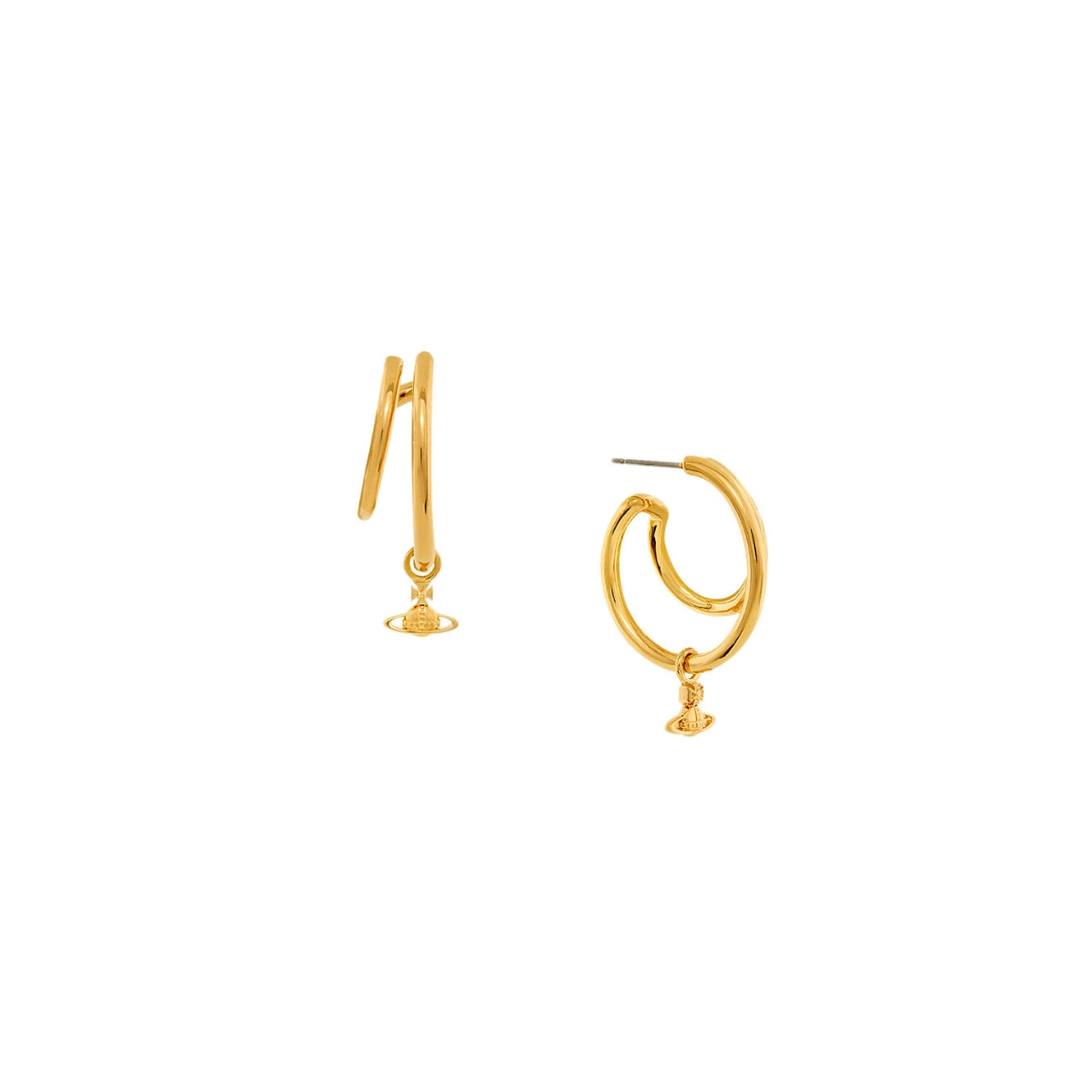 Vivienne Westwood Gold Ronda Orb Charm Double Hoops