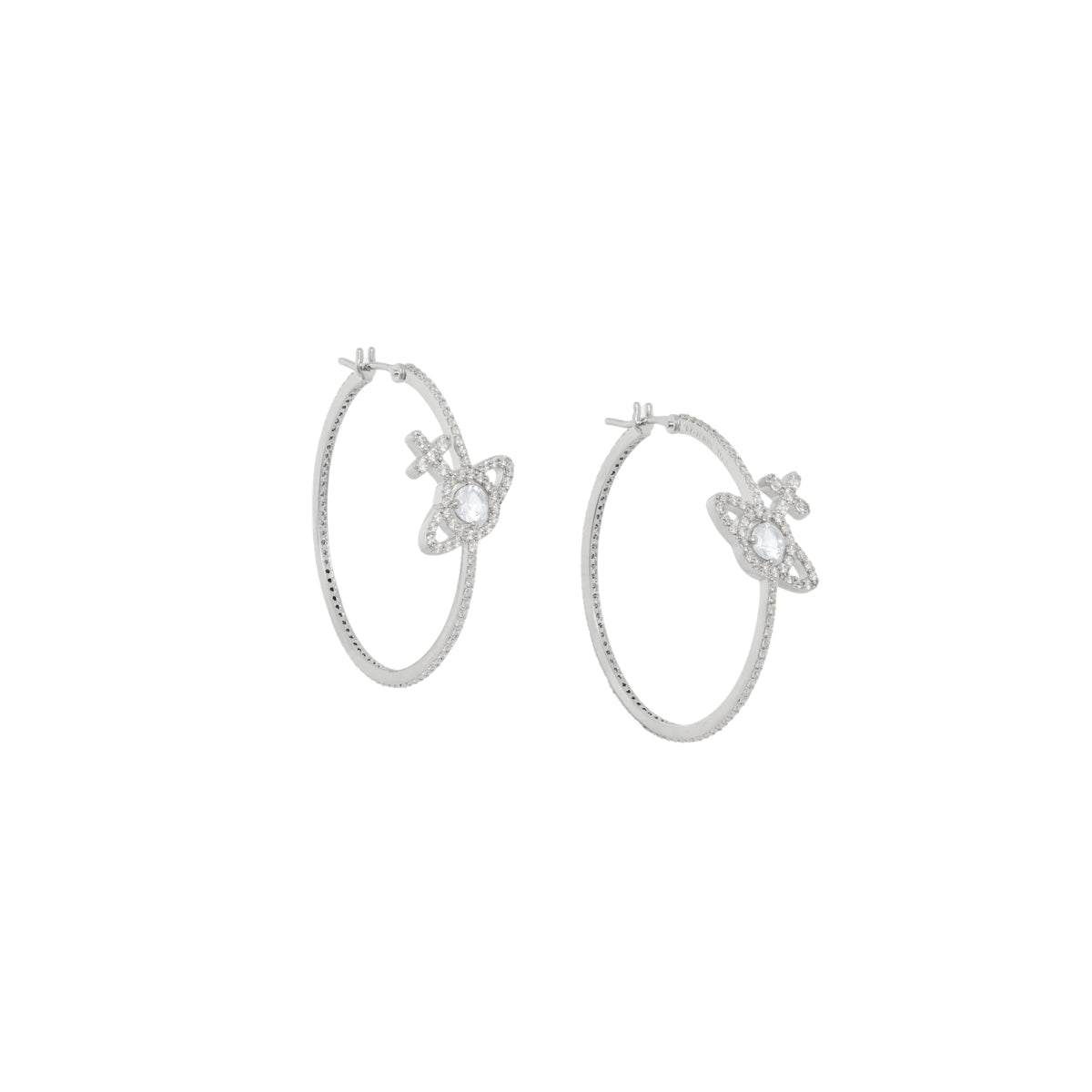 Vivienne Westwood Silver Olympia CZ Hoop Earrings