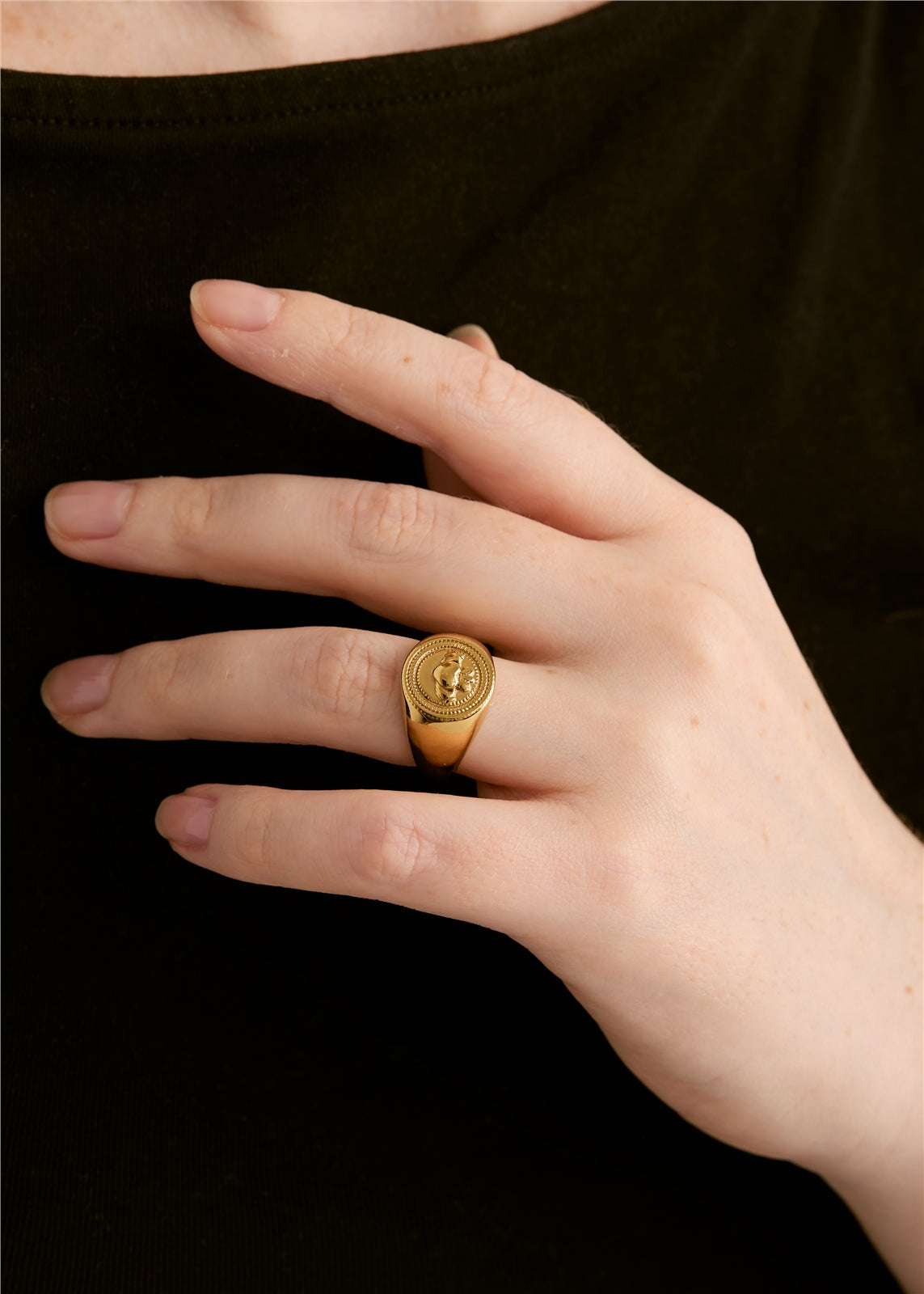Over & Over Gold 14k Stainless Steel Claddagh Signet Ring