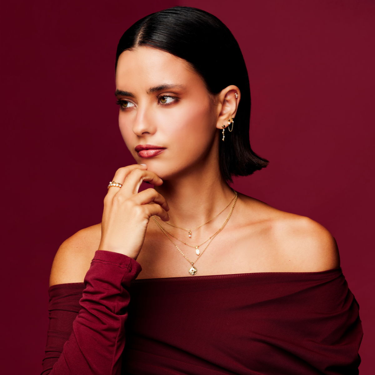 Argento Gold 18k Plated Diamond-Shaped Drop Pebble Earrings