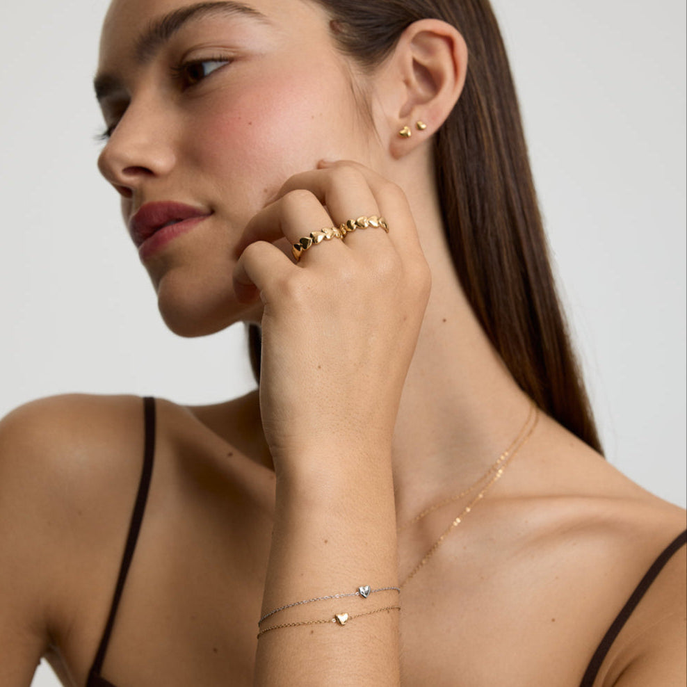 D.Louise Gold Puffy Mini Heart Bracelet