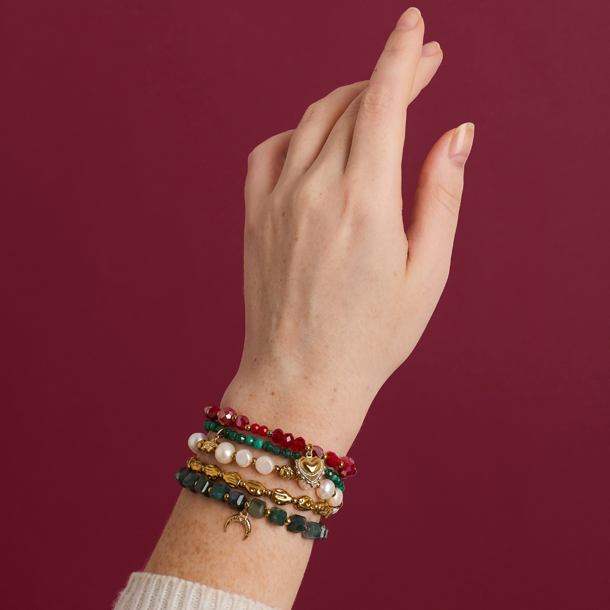Over & Over Gold Malachite Star Beaded Bracelet