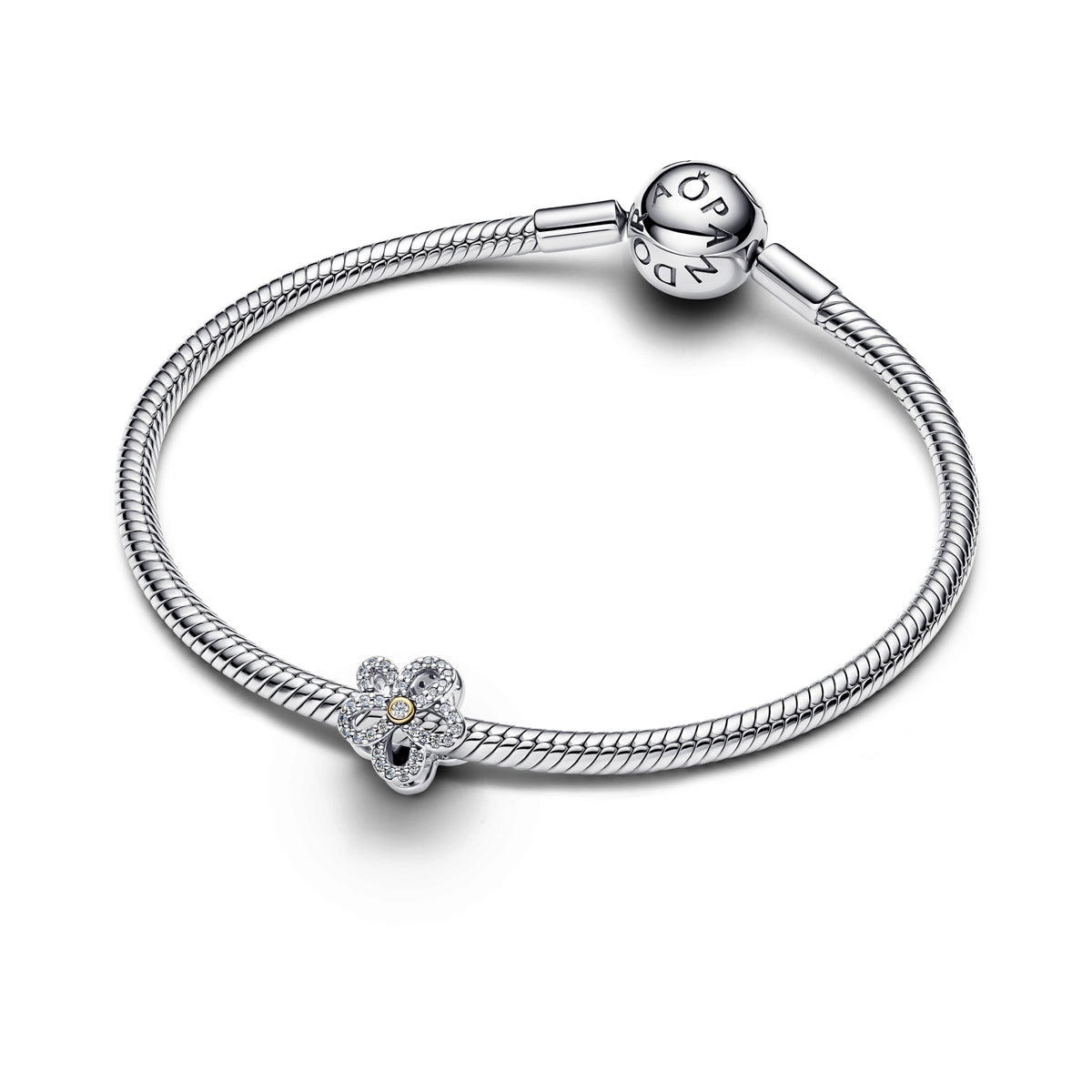 Pandora Silver Pavé Flower Openwork Charm