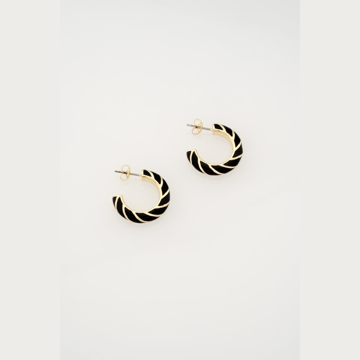 Ted Baker Gold Tiffany Twist Enamel Black Hoops