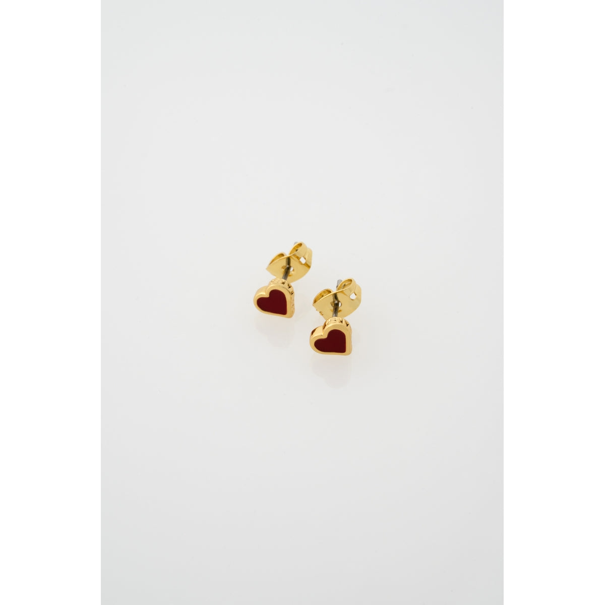 Ted Baker Gold Hailey Enamel Heart Red Stud Earrings