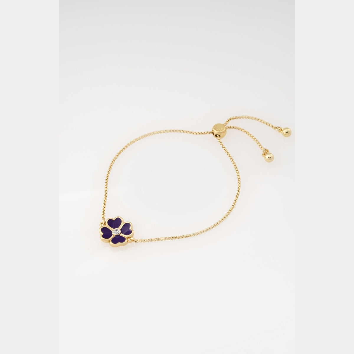 Ted Baker Gold Felicity Enamel Flower Purple Sliding Bracelet