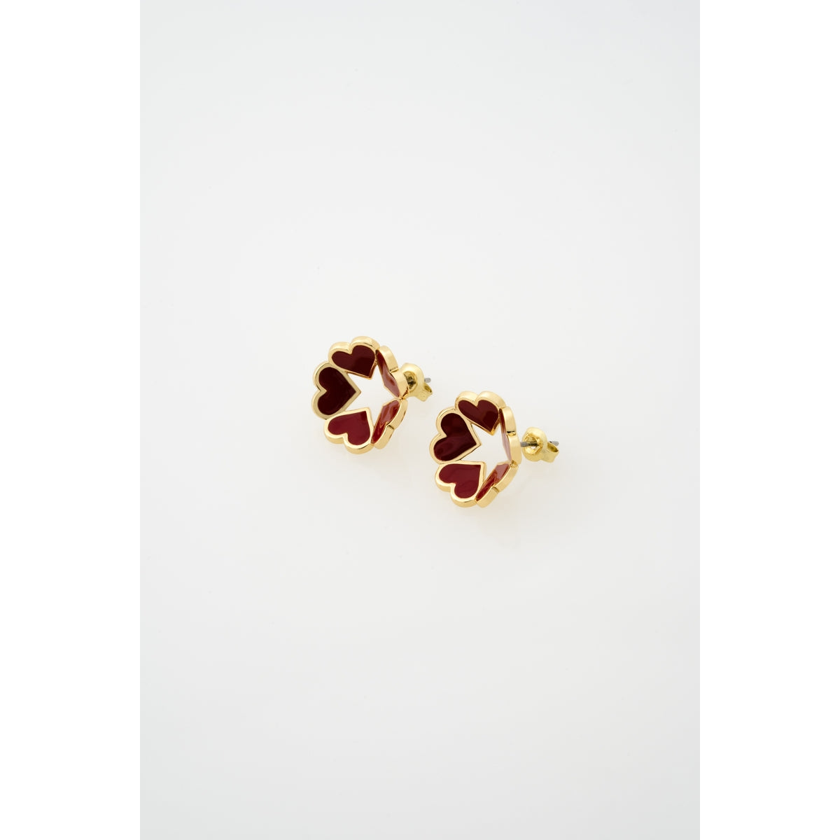 Ted Baker Gold Hollie Enamel Heart Star Red Stud Earrings