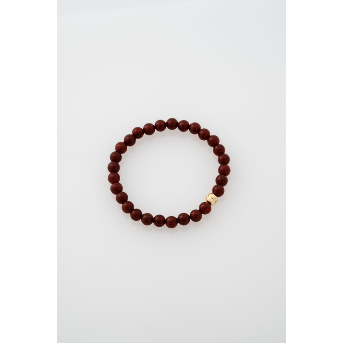 Ted Baker Gold Lorena Logo Bead Garnet Stretch Bracelet