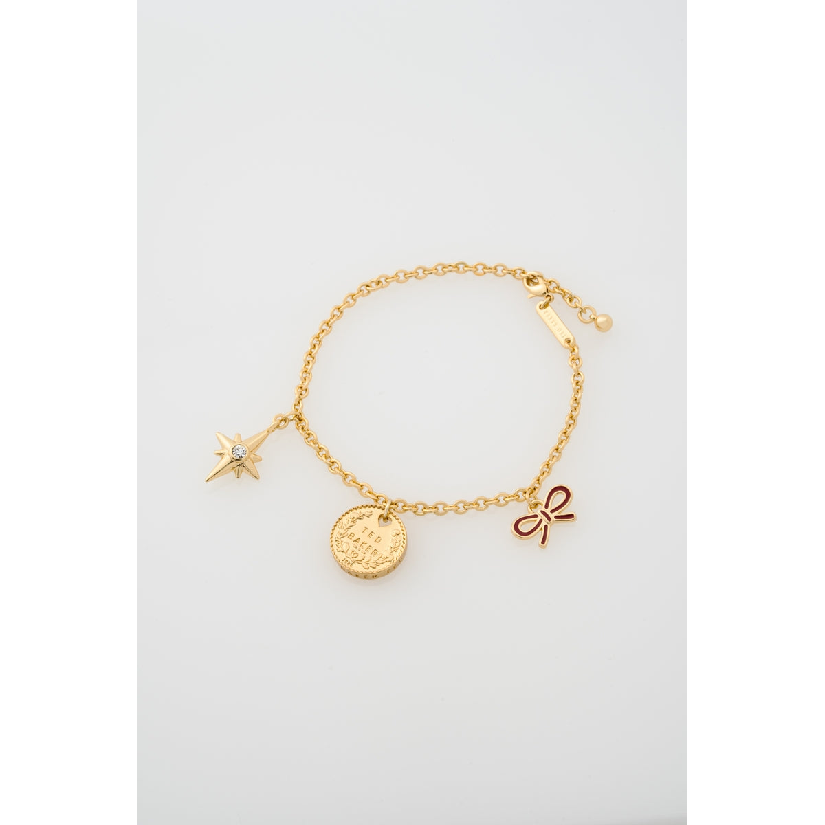 Ted Baker Gold Siobhan Multi Charm Crystal Plum Bracelet