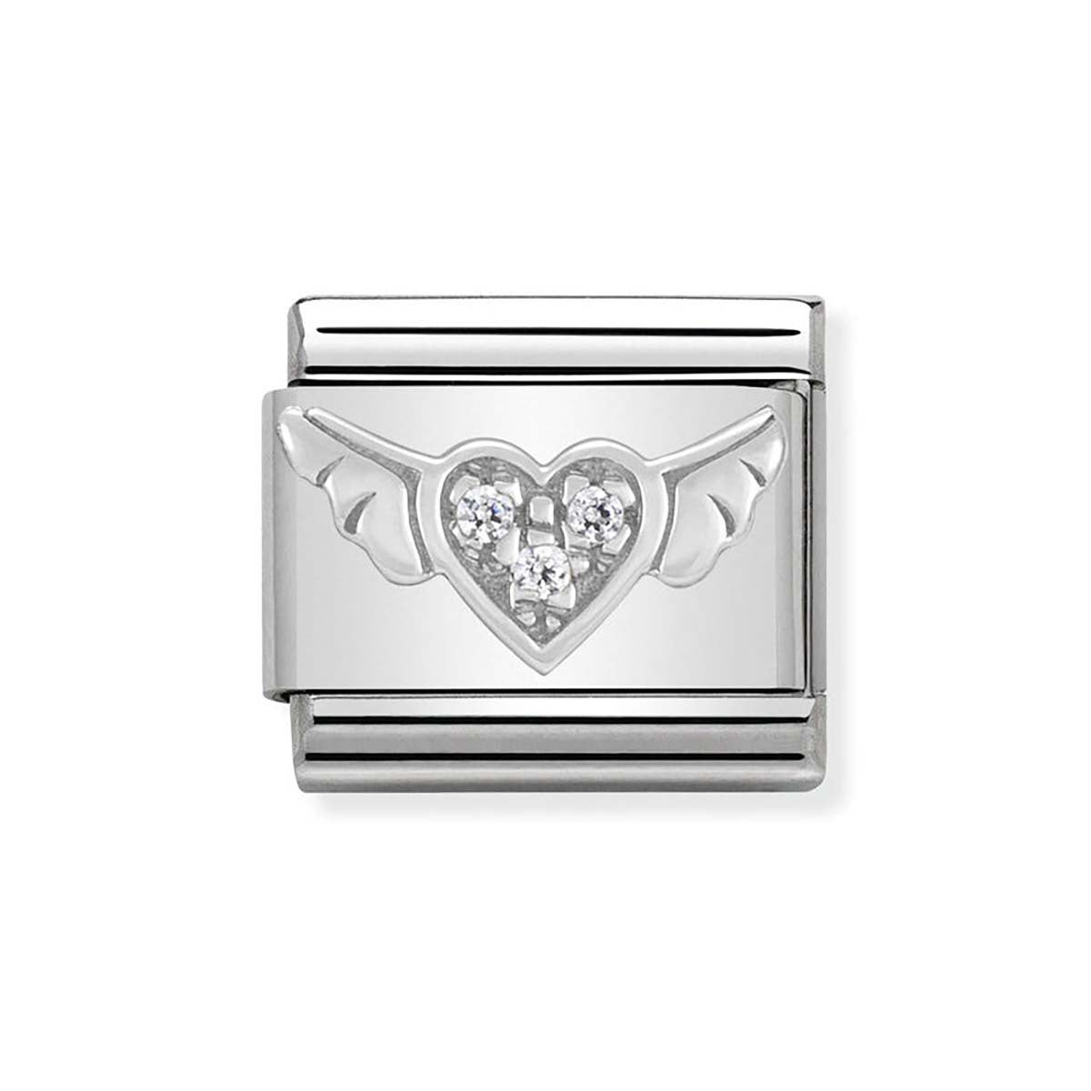 Nomination Silvershine Crystal Flying Heart Charm