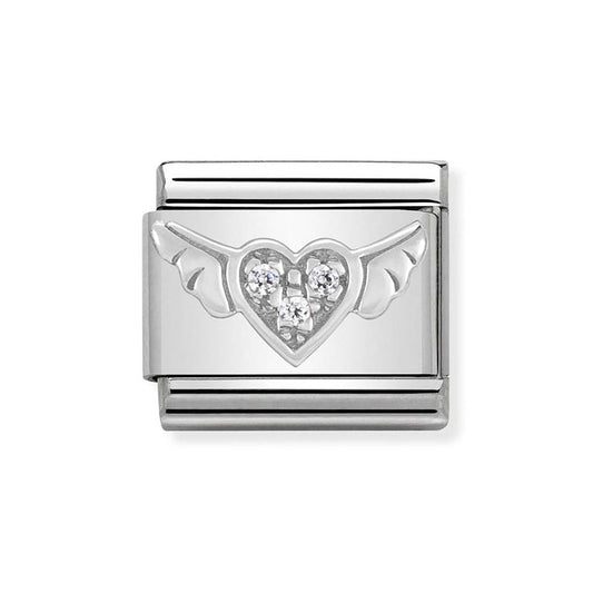 Nomination Silvershine Crystal Flying Heart Charm