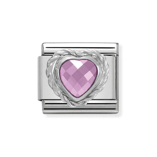 Nomination Pink Crystal Heart Charm
