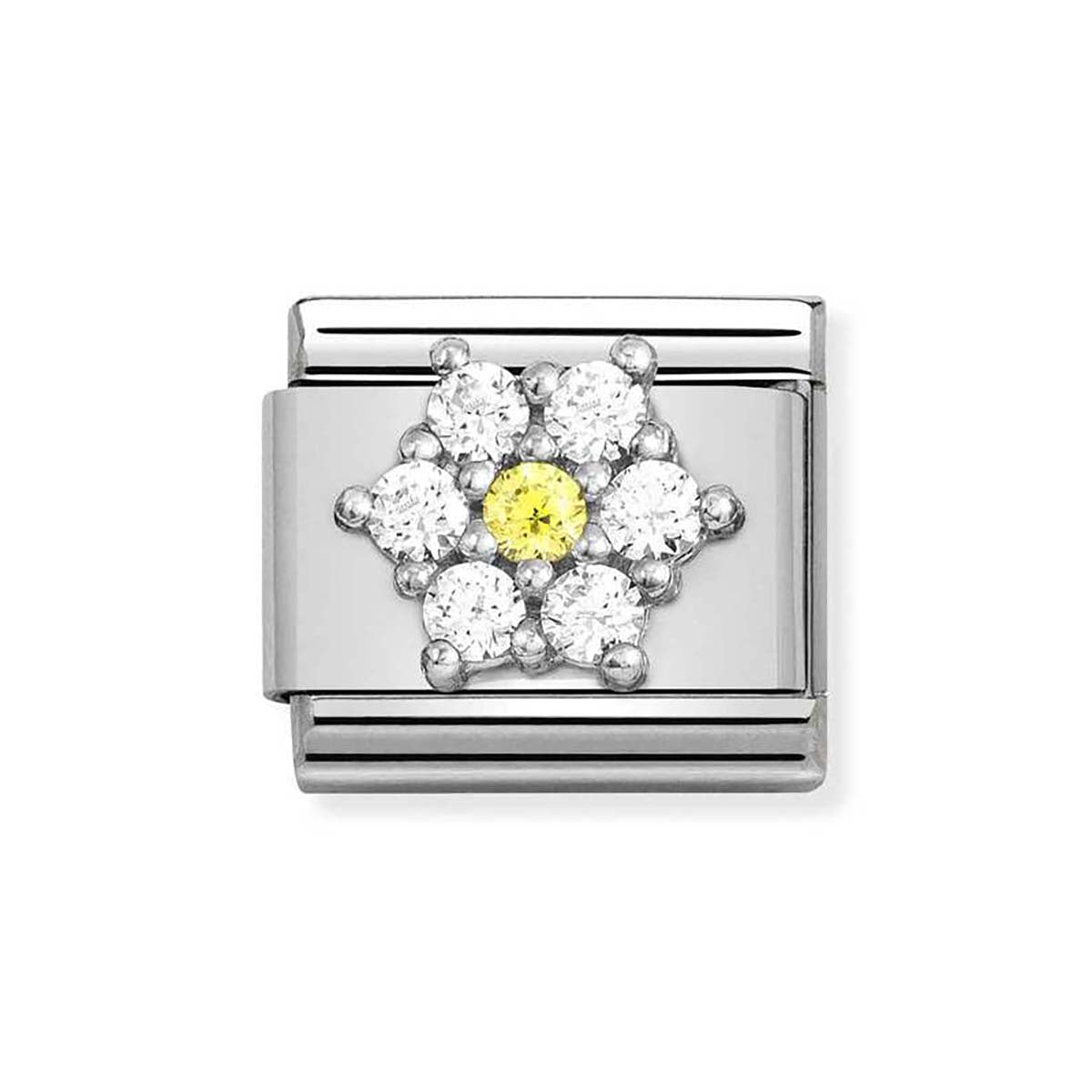 Nomination White and Yellow Crystal Flower Charm
