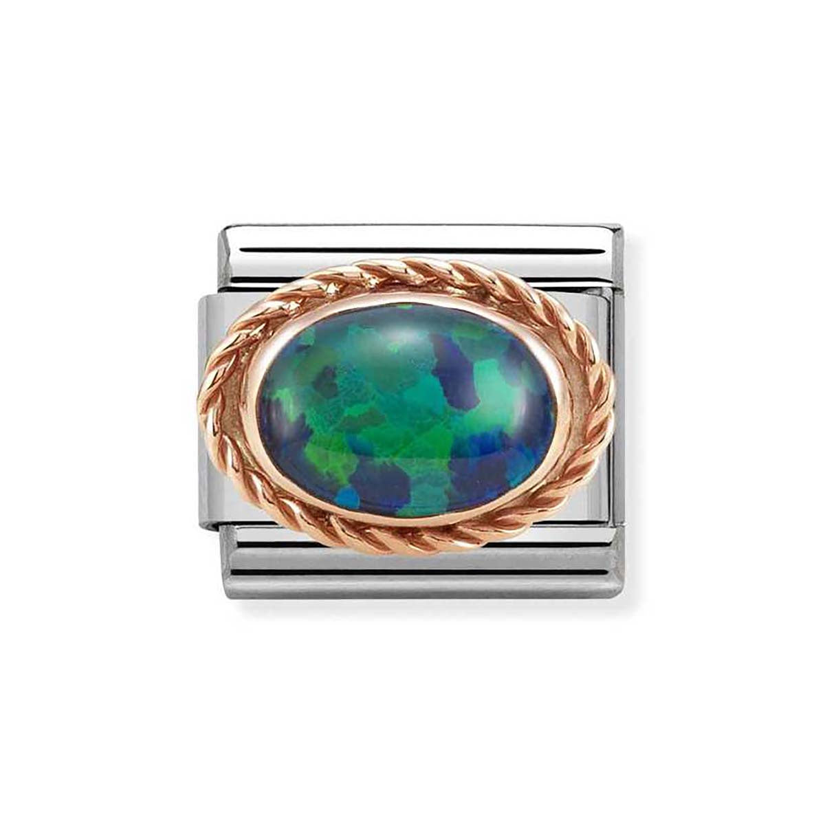 Nomination Rose Gold Green Opal Oval Charm