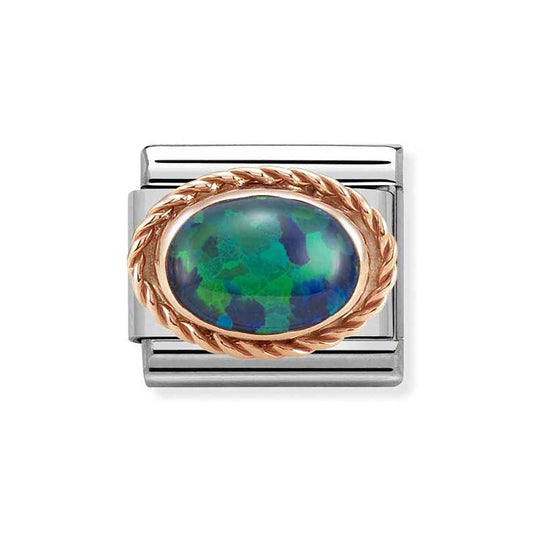 Nomination Rose Gold Green Opal Oval Charm