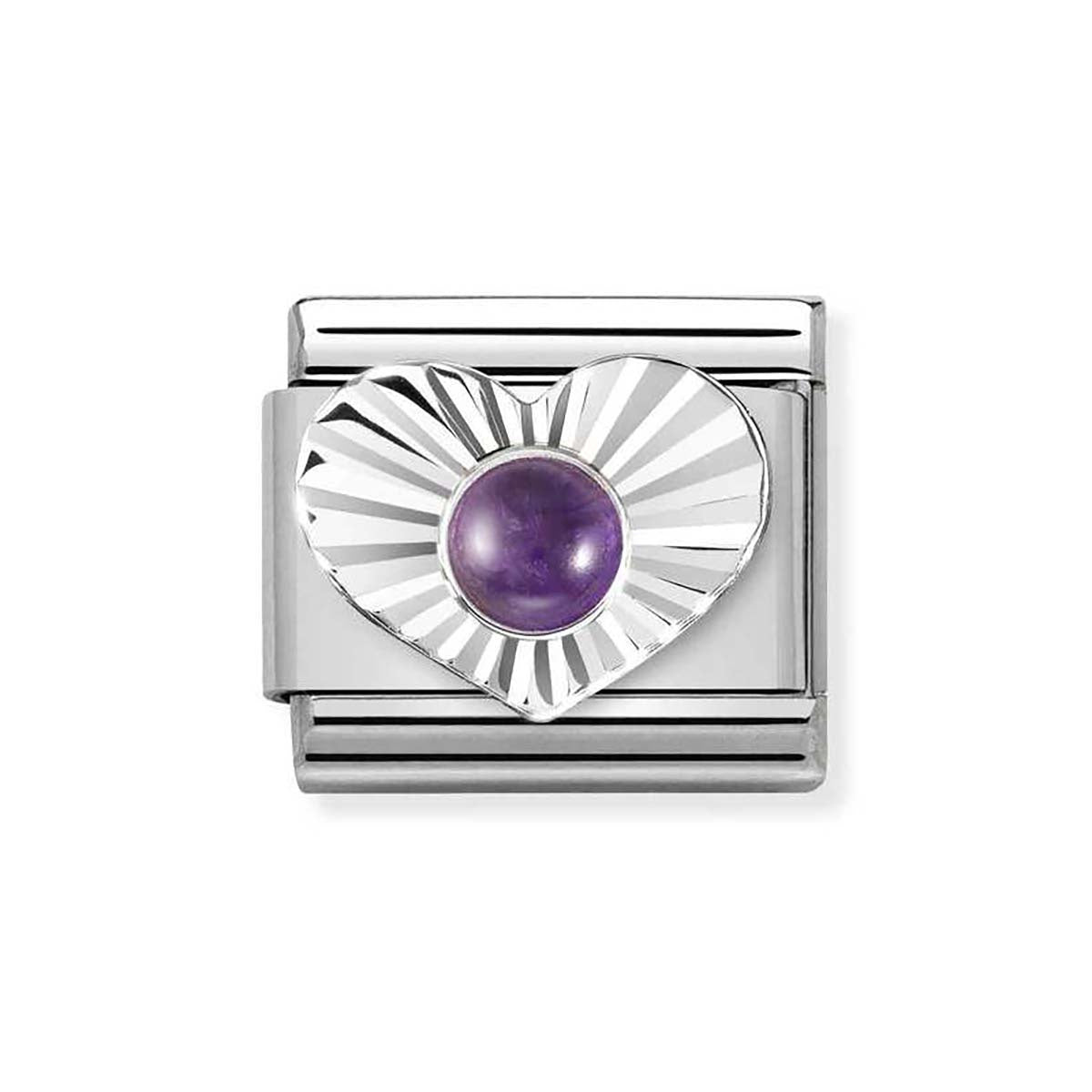 Nomination Silver Amethyst Heart Charm