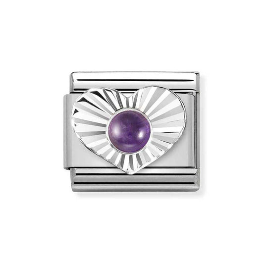Nomination Silver Amethyst Heart Charm