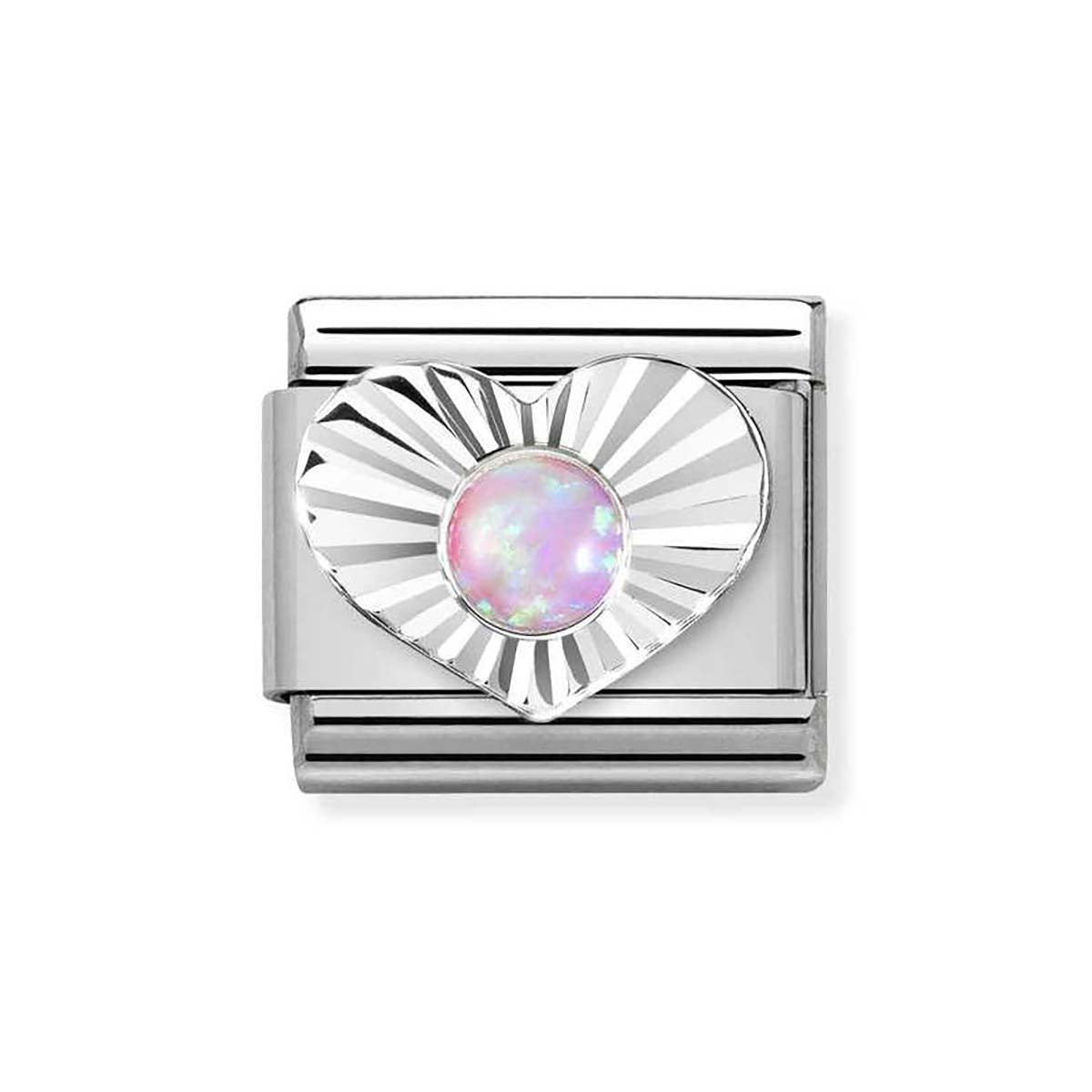 Nomination Silver Pink Opal Heart Charm