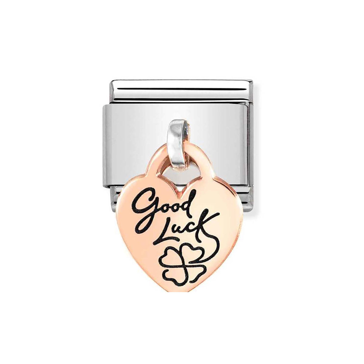 Nomination Rose Gold Good Luck Heart Drop Charm