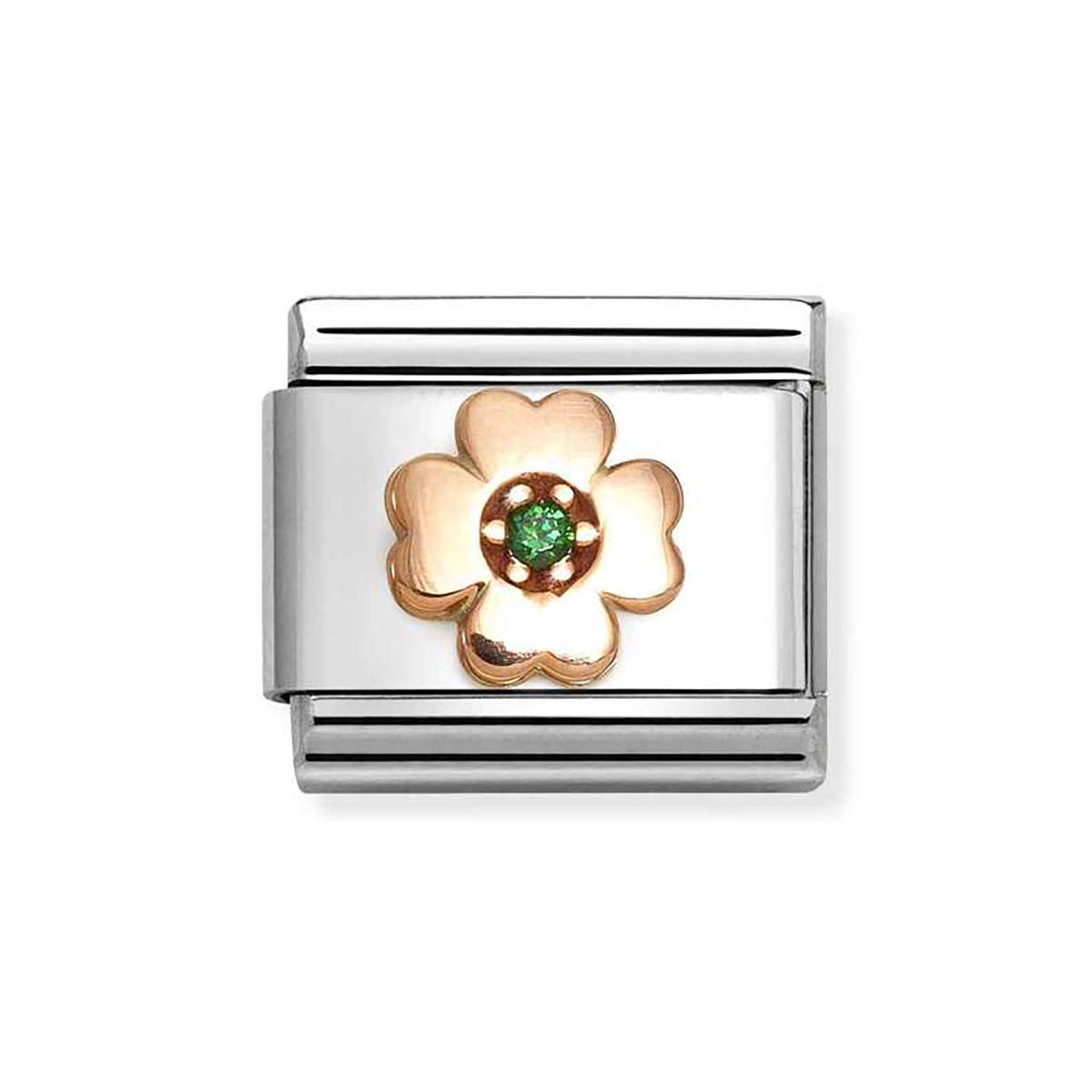Nomination Rose Gold Green Four-Leaf Clover