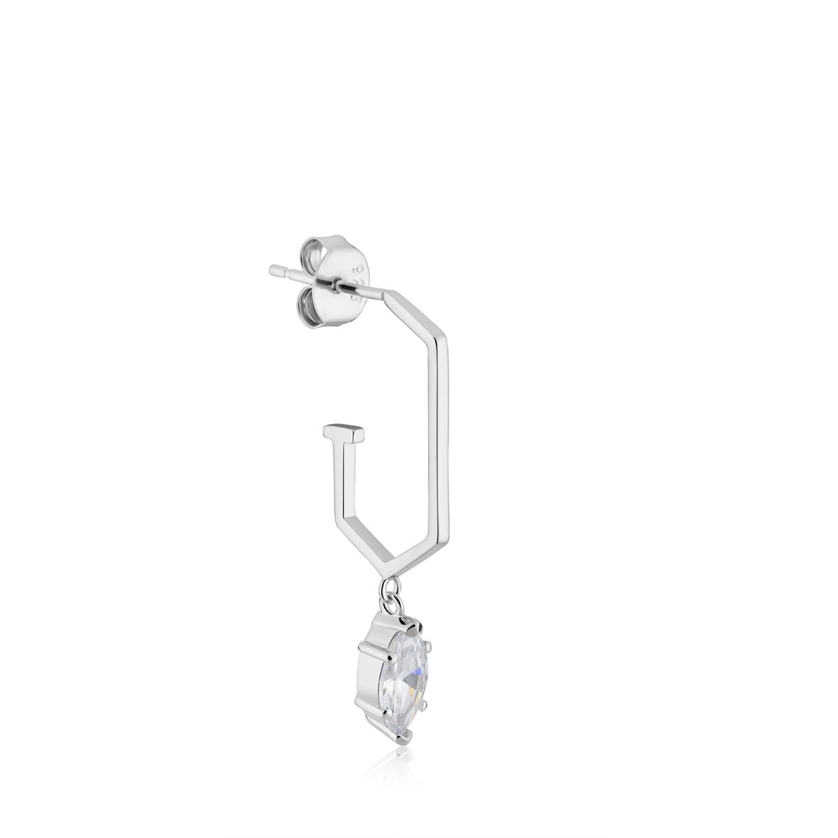 Argento Silver Marquise Drop Hexagonal Hoops