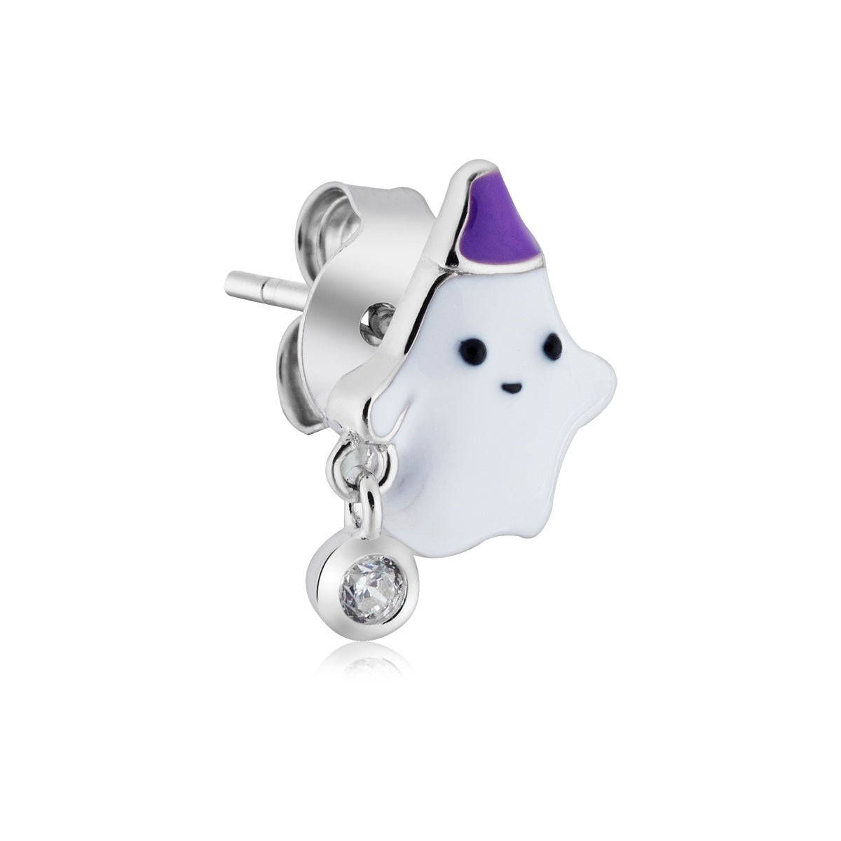 Argento Silver BOO Ghost Stud Earrings