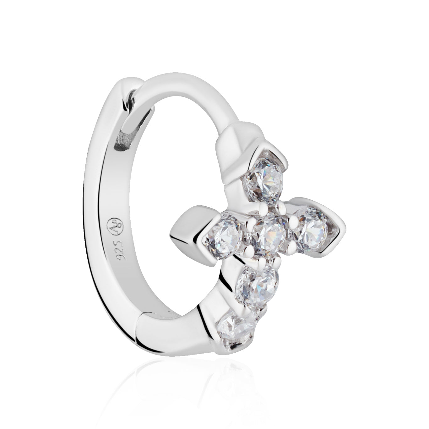 Argento Silver CZ Cross Hoop Earrings
