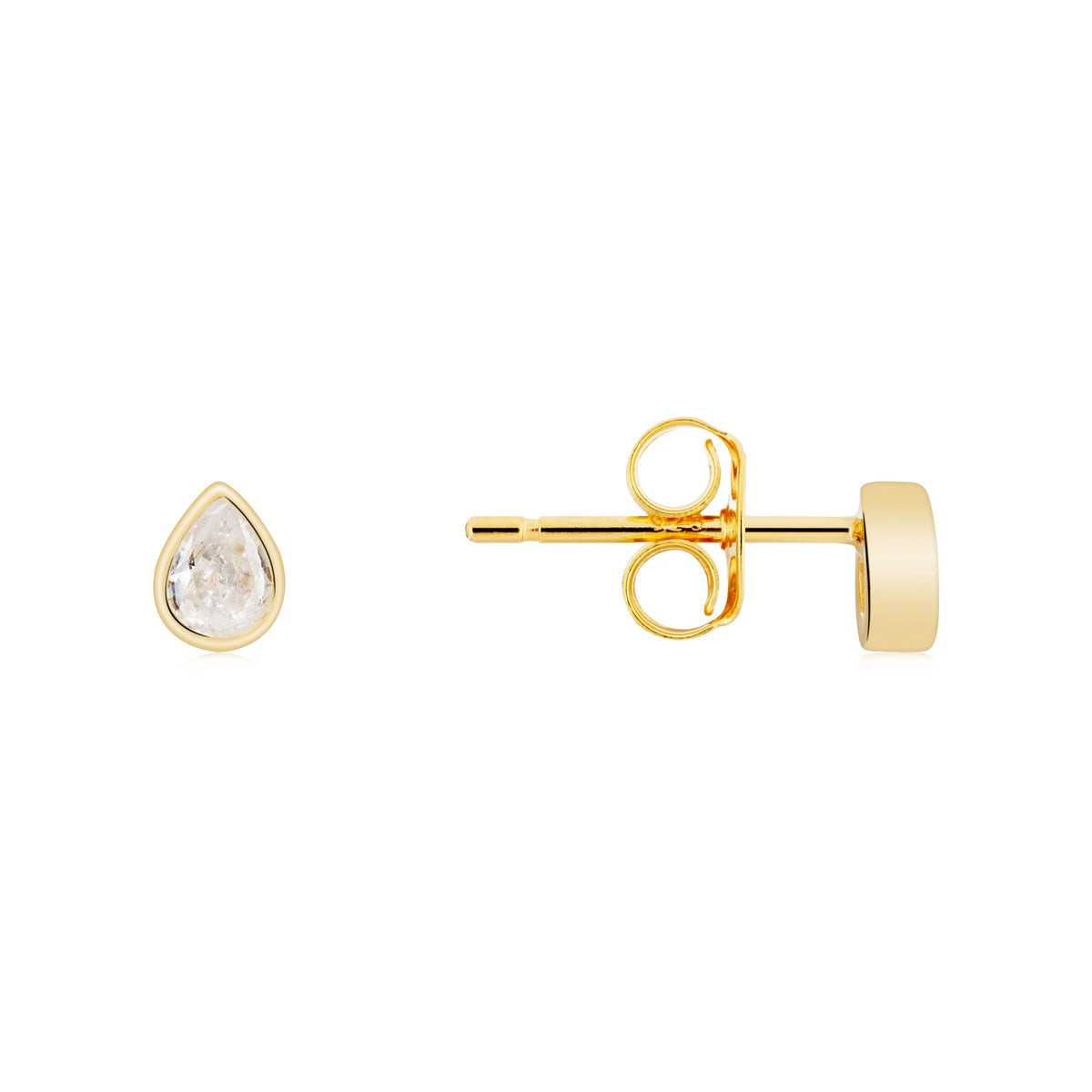 Argento Gold Teardrop Bezel Stud Earrings