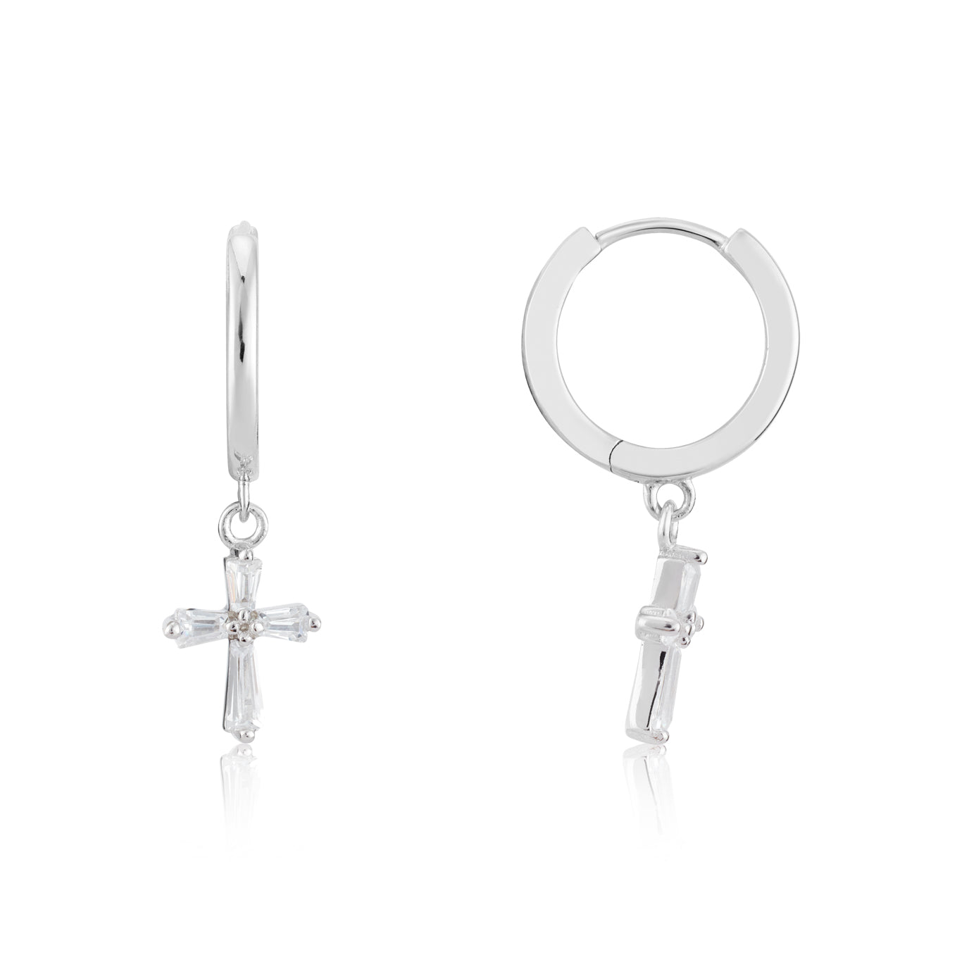 Argento Silver Vintage Cross Hoop Earings
