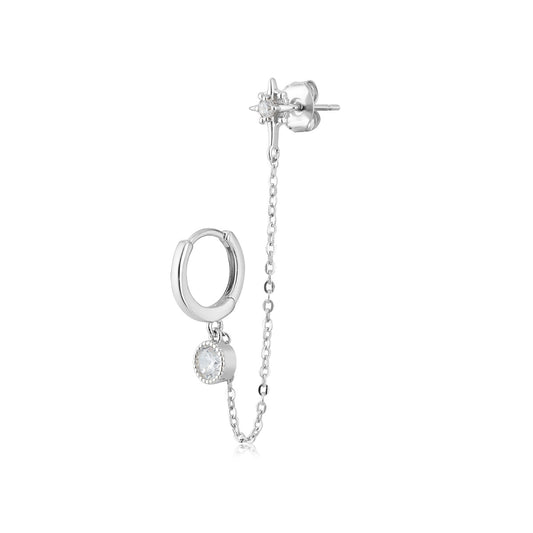 Argento Silver Single Star Stud Ear Cuff