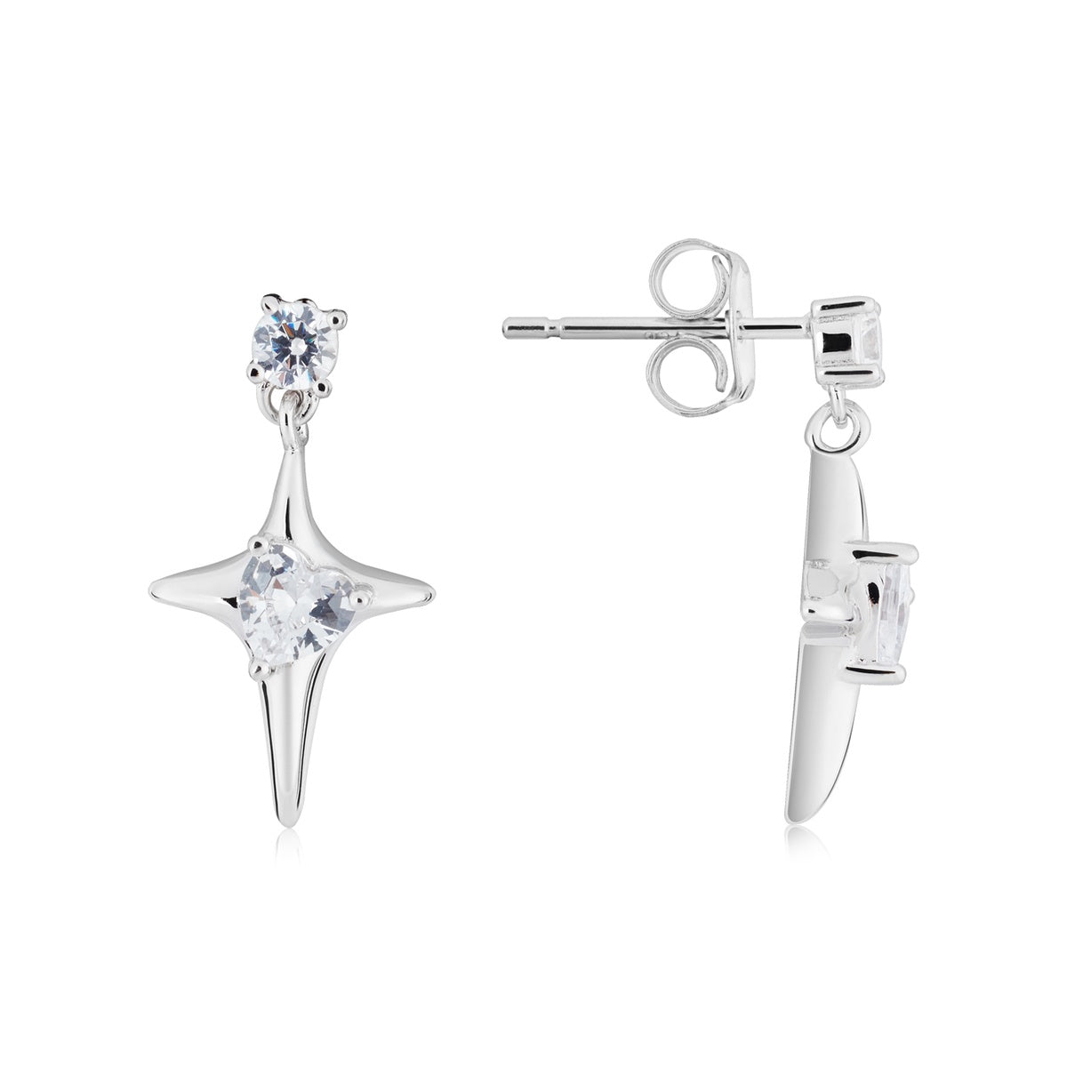 Argento Silver Celestial Star Drop Earrings