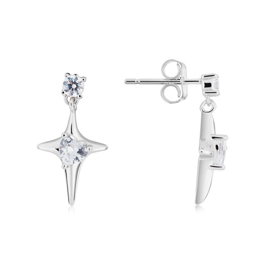 Argento Silver Celestial Star Drop Earrings