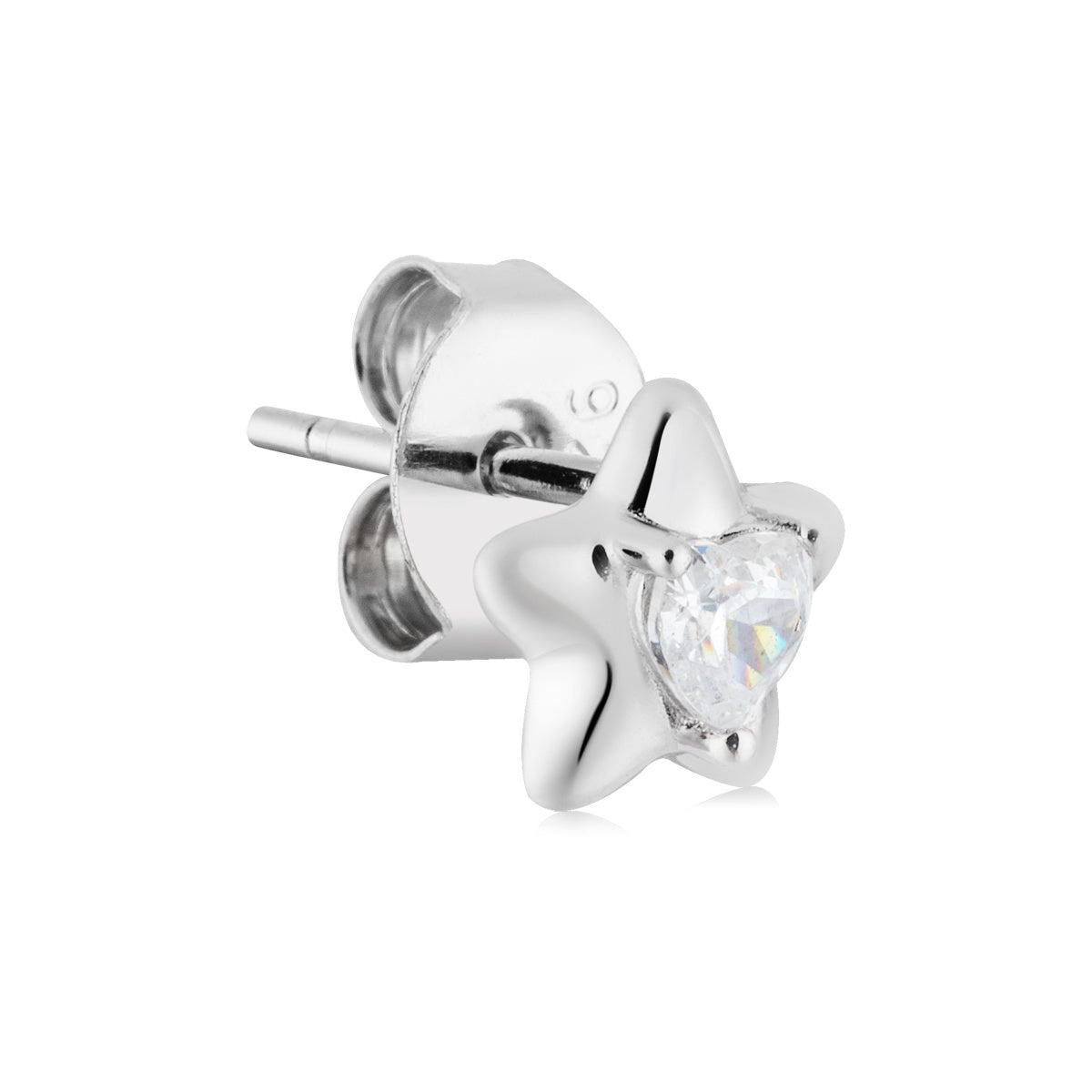 Argento Silver Kids Star Heart CZ Stud Earrings