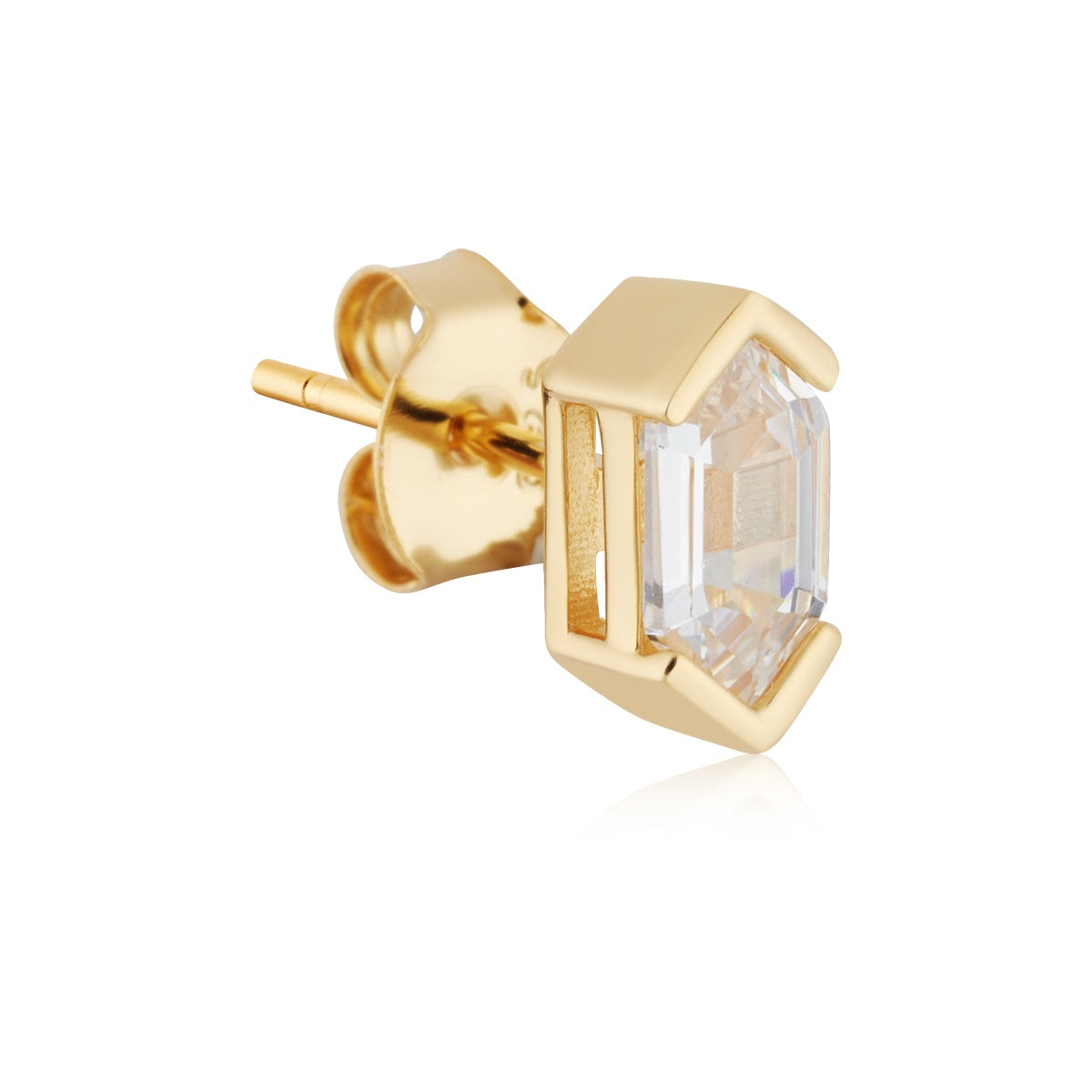 Argento Gold Hexagonal Bezel Stud Earrings